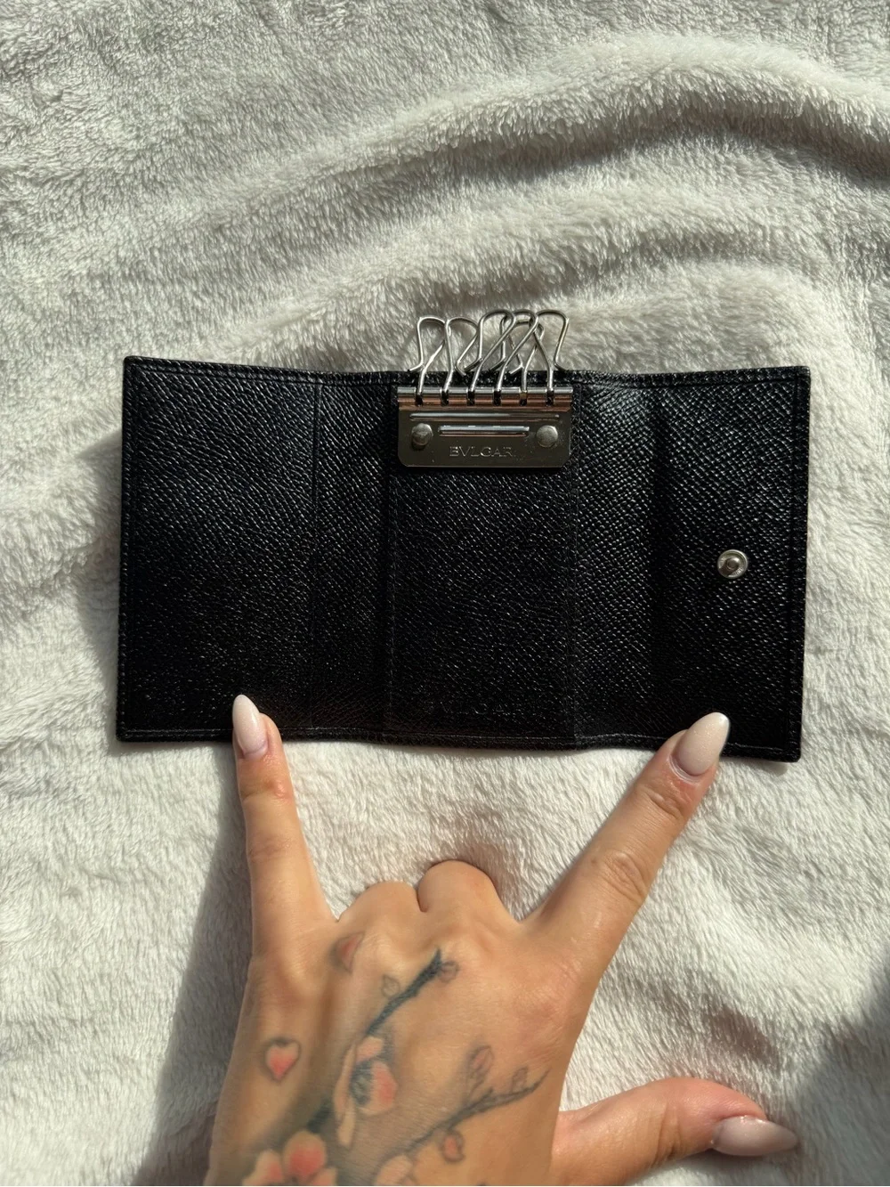 Bvlgari Black Leather 6-Key Holder